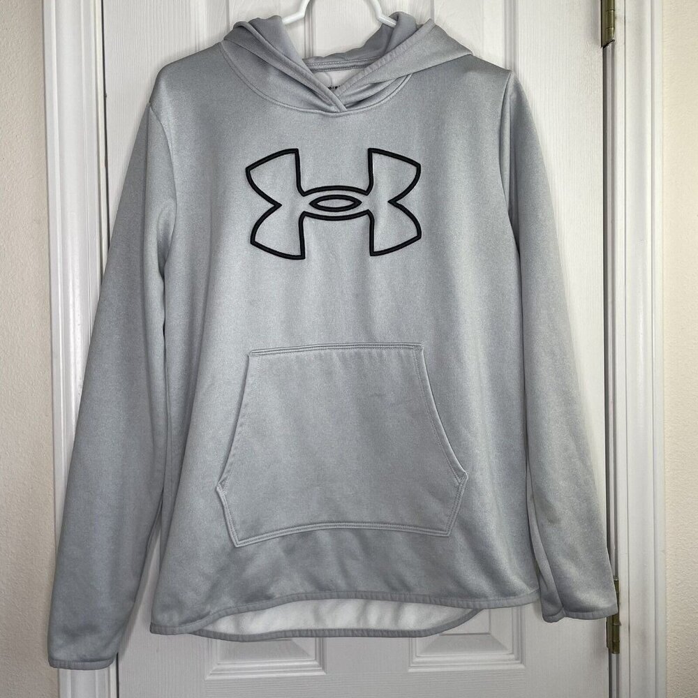 Under Armour Women's Gray Hoodie SZ Medium Big Logo Comfort